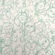 white fabric with faces outlined in light green