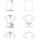 Line drawings of three variations of a wrap dress and top.