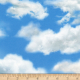 fabric covered in clouds on a blue sky background, ruler underneath