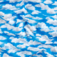 fabric covered in clouds on a blue sky background, a little bit ruffled