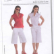 Front image of Burda 7770 featuring models wearing both versions of top against a white background