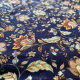 close-up of fabric and flowers on blue