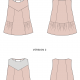 Line art of 0-16 size range showing paneled sleeveless top with front yoke and gathered panels at hem.