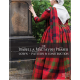 Closer image of the woman from the back, which shows in clearer detail that the red tartan fabric also has stripes in green and black.