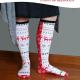 Cozy Toes Socks pattern shown in knee-lenght colour blocked option