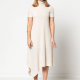 Light short sleeve dress with asymmetric hem