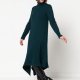 Dark long sleeve dress with asymmetric hem