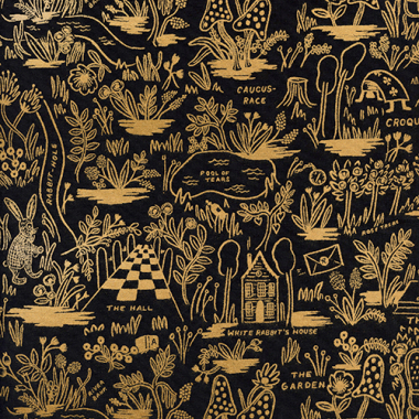 Rifle Paper Co Fabric, 1/2 Yard - Alice in Wonderland Metallic